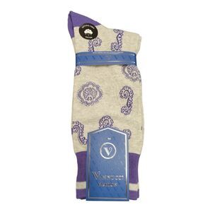 MEN'S VANNUCCI COUTURE PURPLE PAISLEY FASHION DRESS SOCK.